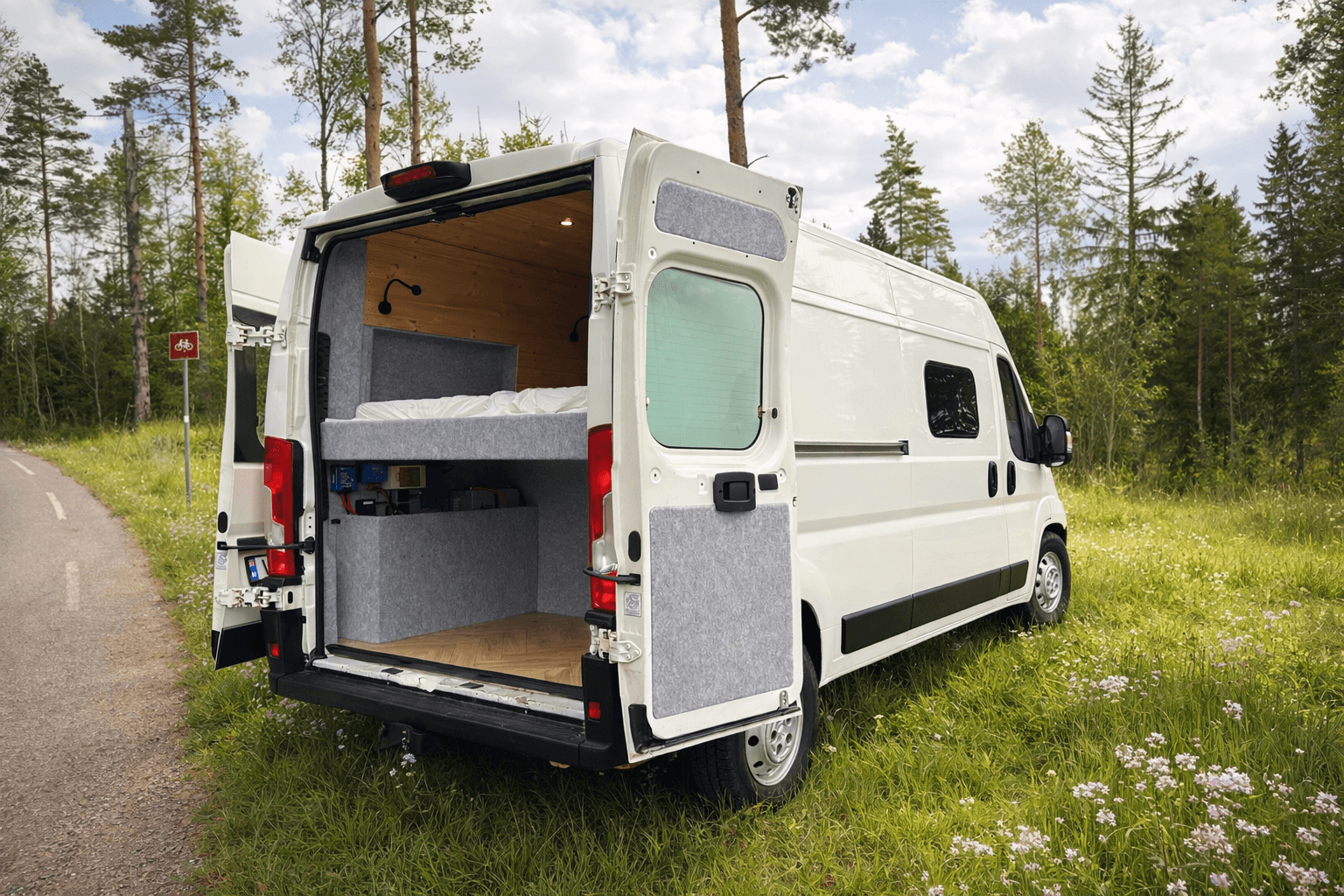 Campervan von hinten gesehen